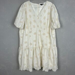 Alex Marie plus size 24W Phoebe shift dress ivory embroidered scalloped tiered
